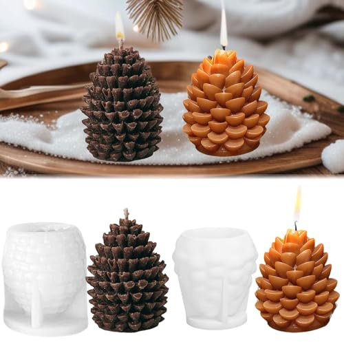 SVOCK Silikonformen Gießformen Weihnachten, 2 Stück Gips Gießformen Tannenzapfen, Silikonformen Weihnachtens Dekoration, Silikon Tannenbaum für Epoxidharz Gips Wachs