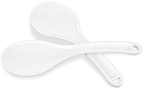 2Pcs Rice Cooker Spoon White, 7.87 Inch Non-Stick Plastic Rice Spatula Cooker Serving Spoon, Scoop Spatula Kitchen Utensil for Serving-Rice, White Easy to Clean | White Cooker Serving Spoons, Scoop Spatula Kitchen Utensil for Serving-Rice, White Easy to Clean
