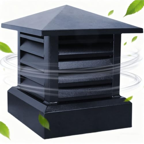 Sombrerete Chimenea Cuadrado Negro, Sombrero de Ventilación de Aleación de Aluminio, Tapa Tubo Estufa Exterior de 25 30 35 cm Protector contra Pájaros Viento y Lluvia, Negro(30x30 cm)