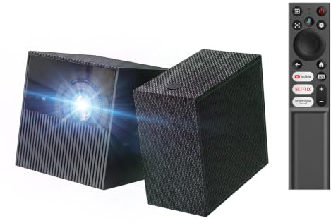 TCL PlayCube Portable Projector with Google TV & Netflix, Native 1080P FHD DLP, 750 ISO Lumens, Auto Focus & Keystone, 4K Supported, Built-in Battery for Home Cinema