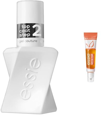 essie Gel Couture Top Coat (13,5 ml) & Apricot Nagelöl (13,5 ml) im Set, Glanz & Pflege für gesunde, langanhaltende Maniküre
