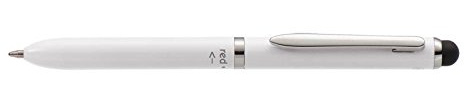 Online 31020/3D 3-in-1 Multi Touch Pen Flash White, 2-Farb-Kugelschreiber aus Metall, D1 Standardmine rot und blau, Stylus Tip, weiß