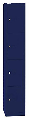 BISLEY Schließfachschrank Office, 1 Abteil, 4 Fächer, T 305 mm, Metall, 639 Oxfordblau, 30.5 x 30.5 x 180.2 cm