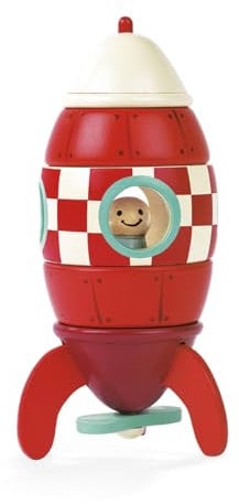 Janod - Kit Magnet Fusée - Fusée Aimantée à Construire - Jouet d'Éveil en Bois - Jeu de Construction - Imaginer et Construire - Dès 2 Ans, J05207