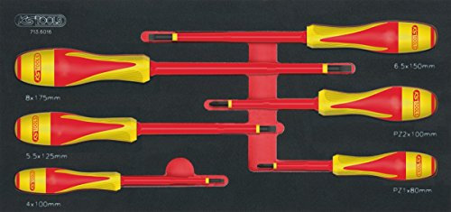 KS Tools 713.6016 - Module de tournevis isolés 1000V Fente - Pour vis POZIDRIV® - Gamme ULTIMATE® - Empreinte des outils découpée au laser - Mousse imputrescible - 6 pièces