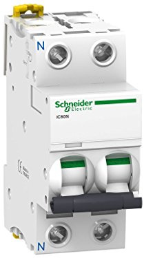 Schneider Electric A9F74101 Thermal Magnetic Automatic Circuit Breaker iC60N, 1P, 1 A, C Curve, White, 3A, White, 1
