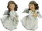com-four® 2er Set Deko Engel mit Blumenkranz und Herz - Dekoration aus Kunstharz in Zwei Varianten - Weihnachtsdekoration (Kranz/Herz)