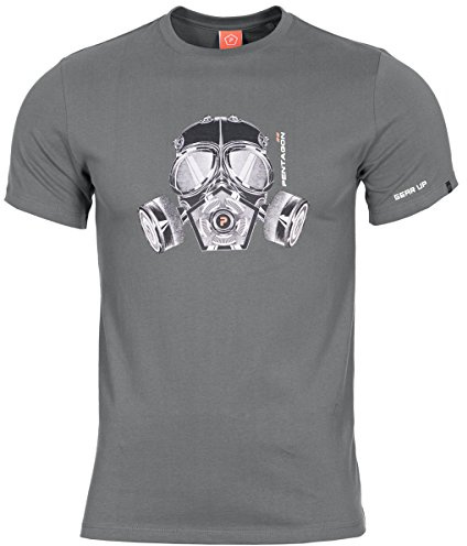 Pentagon Men's Ageron T-Shirt Gas Mask Wolf Grey size M