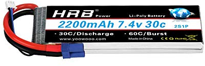 HRB 7.4V 2200mAh 30C 2S Lipo Batterie con connettore EC2 per H501S 4-xis RC Auto RC Elicottero RC Airplane RC Hobby RC Barca RC Truck (7.4v 2200mah EC2)