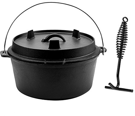 CO-Z 9 Litre Pre-seasoned Cast Iron Dutch Oven with Lid and Lid