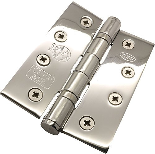 Pair of Stainless Steel Double Ball Bearing Hinges - Quality 100mm Fire Door Fittings