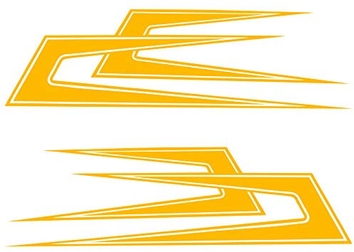 2er Set Zacken Scallops Ornamente LKW Aufkleber Fahrzeugdekor Dekor selbstklebend von Finest-Folia Sticker Dach (KX023) (Sonnengelb)