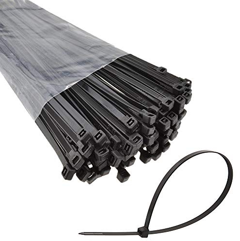 UKCable-Ties Strong Nylon 100 Pack Cable Ties 100mm 140mm 200mm 250mm 300mm 370mm Black Premium Cable Ties (200mm x 4.8mm)