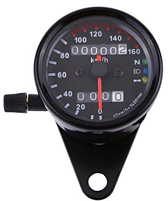 Tacho Motorrad,Motorrad Tacho,Motorrad Kilometerzähler,1 Stück Universal Motorrad Kilometerzähler Manometer Signal Dual Digitalanzeige Km/H(Schwarz)