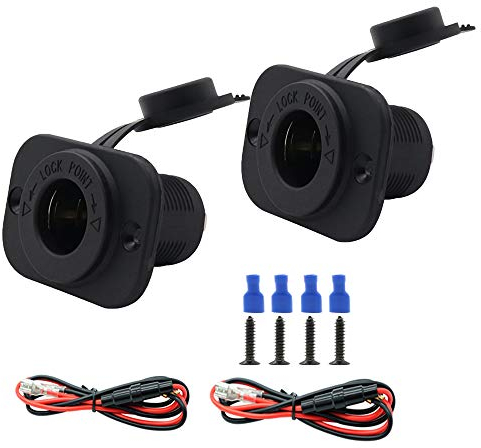 2Stück KFZ Zigarettenanzünder Steckdose 12volt 24volt Buchse Motorrad Wohnmobil Boot Motorboot Wohnwagen Camper Auto Ladedose Adapter (mit 60CM Kabel)
