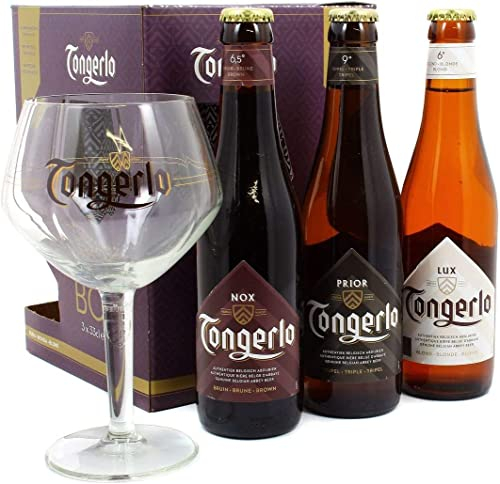 Coffret Découverte Tongerlo - 3 produits de la gamme de Bièes Beiges de l'Abbaye Tongerlo + Cadeau avec verre à bière