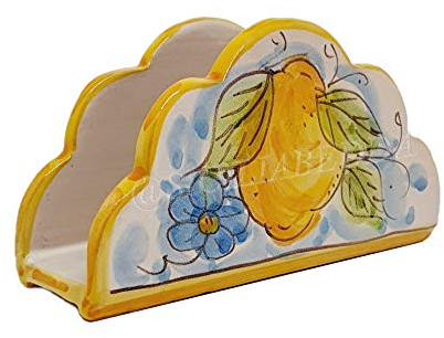 Sicilia Bedda - PORTATOVAGLIOLI DA TAVOLA IN CERAMICA DI CALTAGIRONE - 100% ARTIGIANALE (Smerlato Limoni)