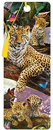 3D LiveLife Lesezeichen - Baumkronen-Leoparden von Deluxebase. Ein Leoparden-Lesezeichen mit linsenförmigen 3D-Kunstwerken, lizenziert von dem bekannten Künstler Jan Patrik Kra