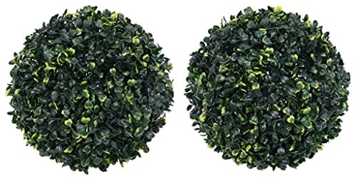 vidaXL 2X Buchsbaumkugel Künstlich Dekopflanze Buchskugel Kunstpflanze Buchsbaumkugeln Kunstbaum Zimmerpflanze Grünpflanze Deko 45cm