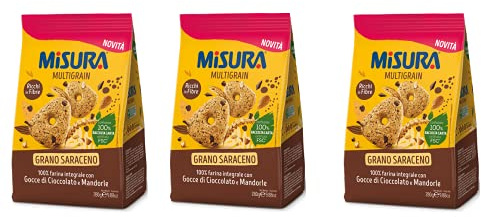 3x Misura Multigrain Grano Saraceno Vollkornkekse mit Schokoladentropfen und Mandeln 280g