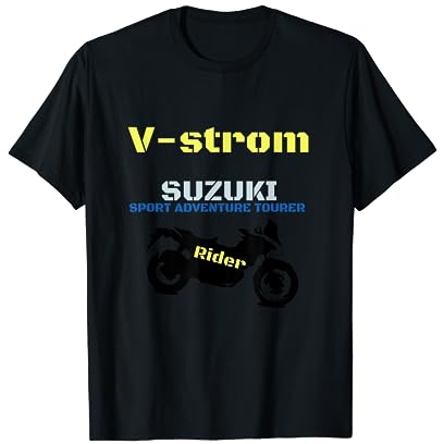 Ride&Enjoy Adventurism V-Strom T-Shirt, Damen, Schwarz, S, Halbarm, V-Neck, Klassisch, Sommer, Baumwolle, 100% Cotton, Imported, leichtgewichtig, Maschinenwsche