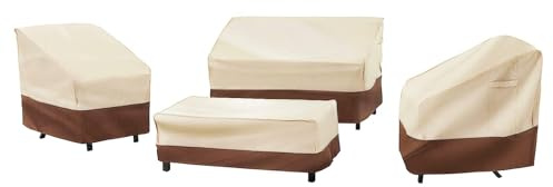 loriano Patio Furniture Cover Set, 4 Piece Outdoor Furniture Cover Waterproof, 600D Heavy Duty Lawn Patio Set Covers