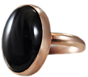 Rosegold - Ring Silber 925 Damen - Achat Ring - Frauen Ring - Stein Schwarz - Edelstein Ring - Verstellbar - Schmuck Silber - Schmuckbox - Oval