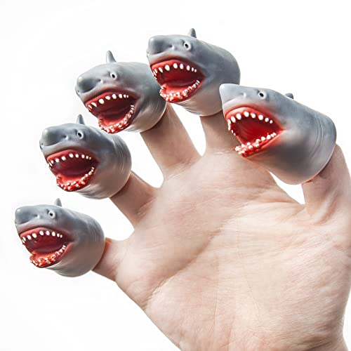Fingerpuppe Hai Gummi Baby Shark Badespielzeug Meerestier Neuheit Spielzeug Geschenk für Kinder (5 Stücke)