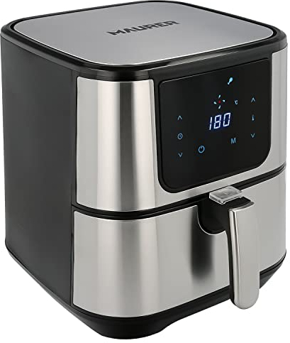 MAURER - Freidora Sin Aceite 1800 W. Capacidad 5.5 litros. Air Fryer 7 Programas Freidora Aire Caliente, Freidora Aceite. Regulable.