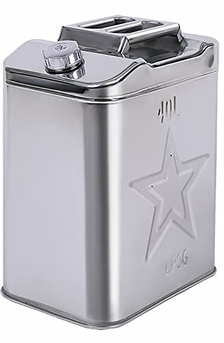 Yimihua Carré Acier Inoxydable Bidon à Carburant Jerrican Essence 5L-40L bidon d'essence Bidon à Carburant avec Bec Jerrycan à Essence for L'essence Et Diesel Jerrycan en méta(Size:40L)