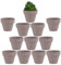 Yishang Lot de 12 petits pots en terre cuite gris avec trous de drainage - 4,8 cm - Pour petits cactus, herbes, plantes succulentes, travaux manuels