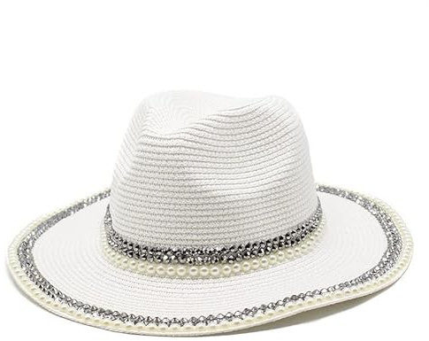RZL Summer Sun Chapeaux Printemps et été chapeau de paille parasol voyage en plein air bord de mer chapeau de paille à grand bord for hommes et femmes chapeau de Jazz de Style britannique ( Couleur :