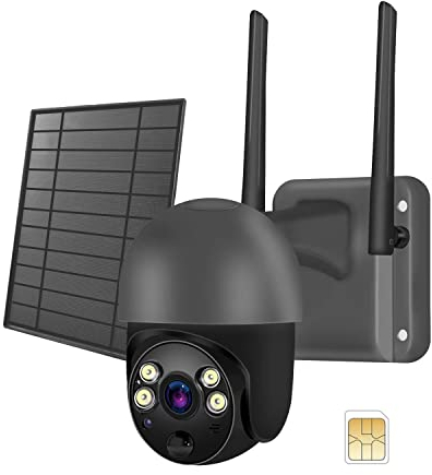4G Cellular Security Camera Wireless Outdoor Solar Powered with SIM Card, No WiFi Needed, Motion Detection, 2K HD Color Night Vision, Waterproof, 2-Way Audio, Phone Alert, SD Card and Cloud Storage