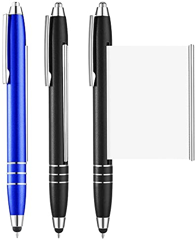 TANCUDER 3 Penna a Sfera con Ricariche, Retrattile per Notepad, a Punta Fine da 0,7 mm a Scatto in Metallo per Scuola, Ufficio - Nero, Blu