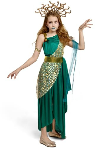 Spooktacular Creations Mädchen Medusa Kostüm, Grünes Medusa Kostüm mit Medusa Kopfbedeckung Armreif für Halloween Dress Up Parties-XL
