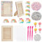 OLYCRAFT 3 Sätze Holz Fotorahmen Bastelset Einhörner Thema - Unvollendeter Bilderrahmen Wolken Regenbogen Blockrahmen Herstellungsset Harzzubehör Für Bastelarbeiten - 19x14cm