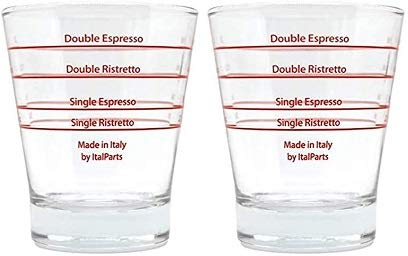 VIA CREMA Vaso para Chupito de Café Espresso (2 Piezas) Vaso para Chupito de Café Espresso Vaso Medidor para Chupito de Café