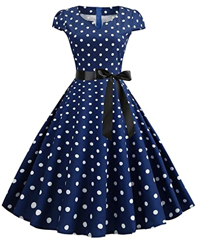 Générique Femmes Robe Annee 50 60 40 Vintage Pin Up Retro éLéGante Mariage Cocktail SoiréE FêTe CéRéMonie DéContractéE Froncé à Volants Robe Rockabilly Femme Pin Up