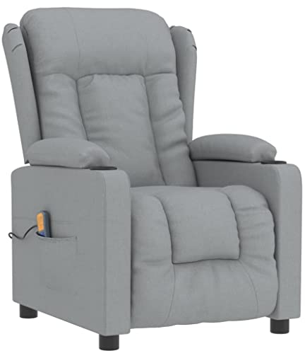 vidaXL Poltrona massaggiante, regolabile con riscaldamento, poltrona relax con funzione di riposo, funzione di vibrazione, poltrona reclinabile per TV, grigio chiaro