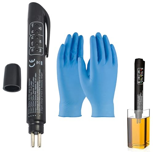 Tester Liquido Freni,Tester Olio Freni,Tester Fluido Freni,Penna Tester Liquido Freni,Tester Liquido Freni Auto,Penna Test Olio Freni,con 5 LED Indicatore,Strumento Test,con Portabollo per Auto