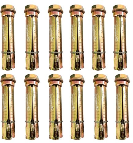 12Pcs M8*60 Expansion Screw Bolts, Hex Nut Bolt Sleeve Anchor Bolts, Carbon Steel Heavy Duty Concrete Screws, Solid Brick Dense Blocks Natural Stone Wall Fixings Plugs