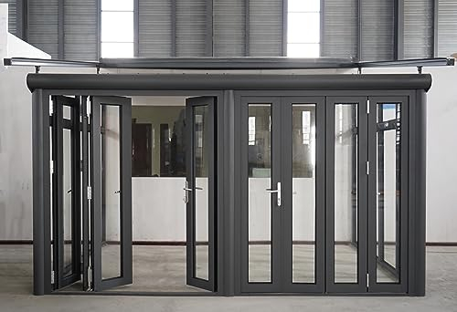 Arilco Terrassenüberdachung | Wintergarten | Inklusive Frontschiebertüren mit Terrassenmarkise | Neu | 12mm VSG-Glas | 4m x 3,5m…