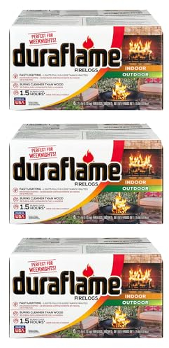 Duraflame Lot de 18 bûches à lumière rapide pour intérieur et extérieur, pour camping, foyers, feux de camp et cheminées, durée de combustion de 4,5 heures