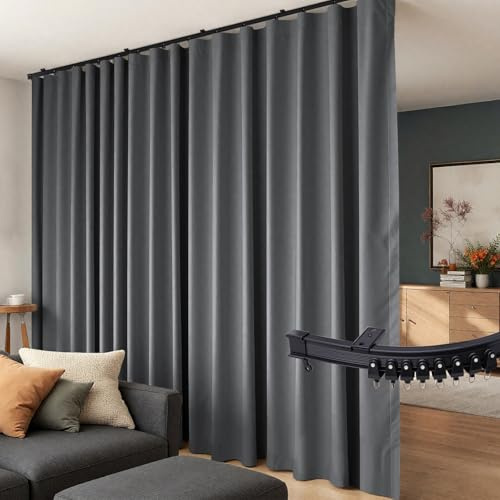 Raumteiler-Vorhänge, Flexibles Deckenschienen-Set, Vorhangschiene, Deckenmontage, Verdunkelungsvorhang für Wohnzimmer, Schlafzimmer, Deckenvorhangstange, Sichtschutz-Trennwände, Paneele, B 180 x H 96