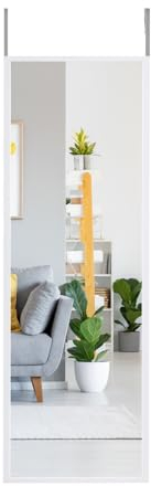 LIFEZEAL Ganzkörperspiegel Höhenverstellbar, Hängespiegel mit 2 Haken, Rechteckiger Wandspiegel aus Metallrahmen, 108 x 37 cm Türspiegel, für Schlafzimmer Badezimmer Wohnzimmer