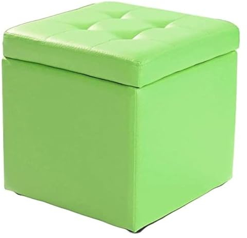 ArhaR Ottoman Cube Kunstleder-Aufbewahrungs-Pouf-Sitzbank, Spielzeugkiste mit Scharnier Oben, Organizer-Box, Pouf-Truhe, Braun, 40 x 40 x 40 cm (grün 31 x 31 x 36 cm)