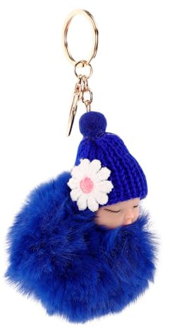 VALICLUD Porte-clés Pompon Kawaii Avec Poupée Dormant Accessoire De Et Clé Bleu Royal