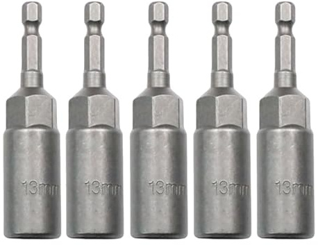 6-19mm Quick-Change 1/4 inch Hex Shank Metric Deep Socket Screwdriver Impact Nut Setter Extractor Remover Driver Drill Bit, 80mm Length, for Electric Manual Impact Screwdriver (5, 13mm)
