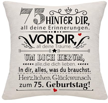 75 Jahre alt Frauen Männer Geburtstag Geschenk Hinter dir all deine Erinnerungen inspirierende Geschenk 75. Geburtstag Geschenk Kissenbezug für Ehefrau Ehemann Mama Papa Freunde Oma Opa Tante(75)