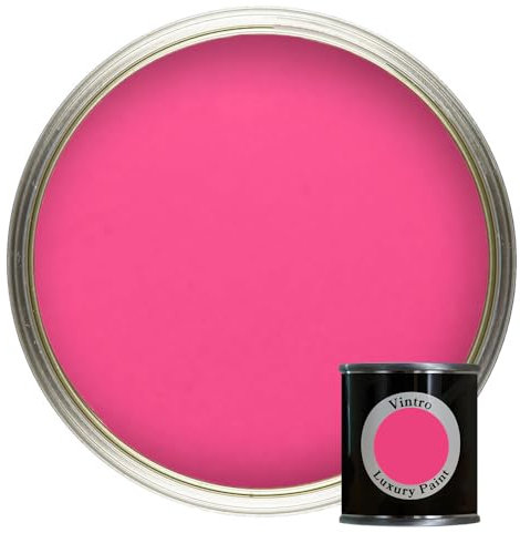 Vintro Paint | Bright Pink Luxury Matt Emulsion | Paint Tester Pot | Smooth Chalky Finish | Multi Surface Paint | for Walls, Ceilings, Wood and Metal | 125ml (Bright Pink - Deptford Pink)